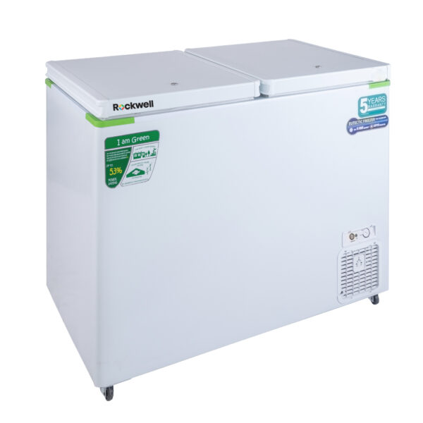 Rockwell 280Ltr, Double Door Eutectic Hard Top Deep Freezer, 18 Hours Temperature Backup, 5yrs Comprehensive warranty on Compressor (GFR350DDET, White)