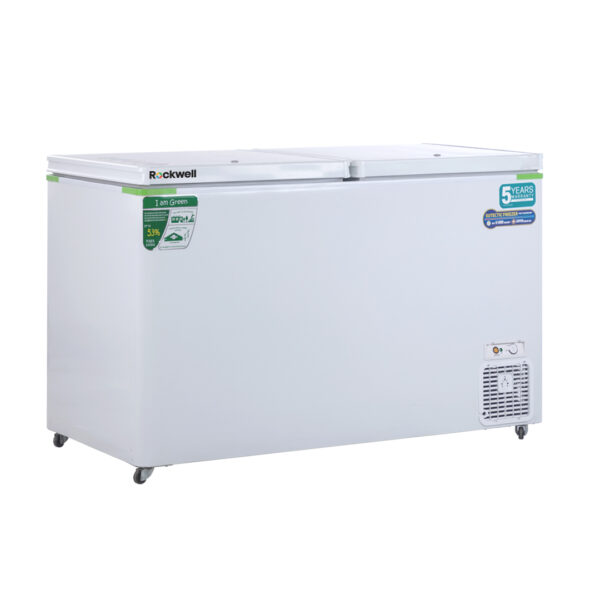 Rockwell 370Ltr, Double Door Eutectic Hard Top Deep Freezer, 18 Hours Temperature Backup, 5yrs Comprehensive warranty on Compressor (GFR450DDET, White)
