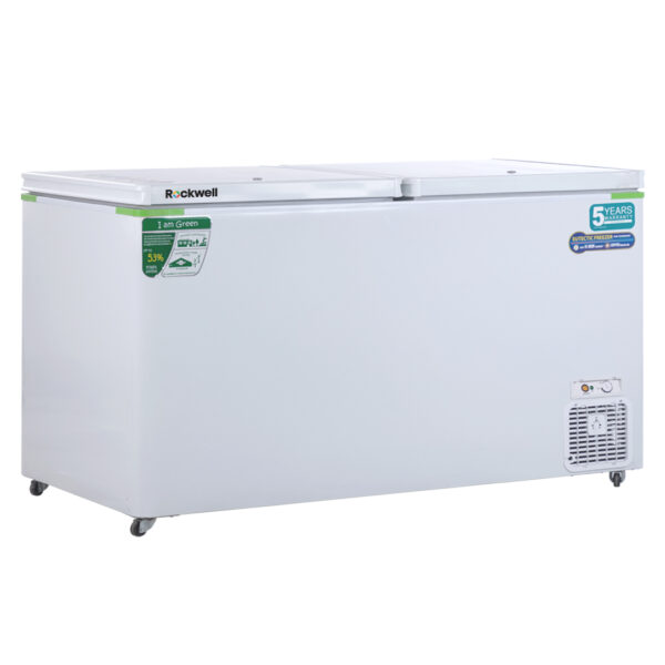 Rockwell 465Ltr, Double Door Eutectic Hard Top Deep Freezer, 18 Hours Temperature Backup, 5yrs Comprehensive warranty on Compressor (GFR550DDET, White)
