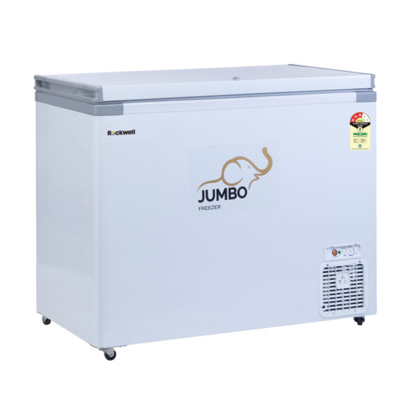Rockwell 350SDU Hard Top Deep Freezer, Convertible Freezer and Cooler, Single Door with 1 + 3 Yrs.(Comprehensive Warranty on Cooling Coil), Low Power Consumption, Chest Freezer